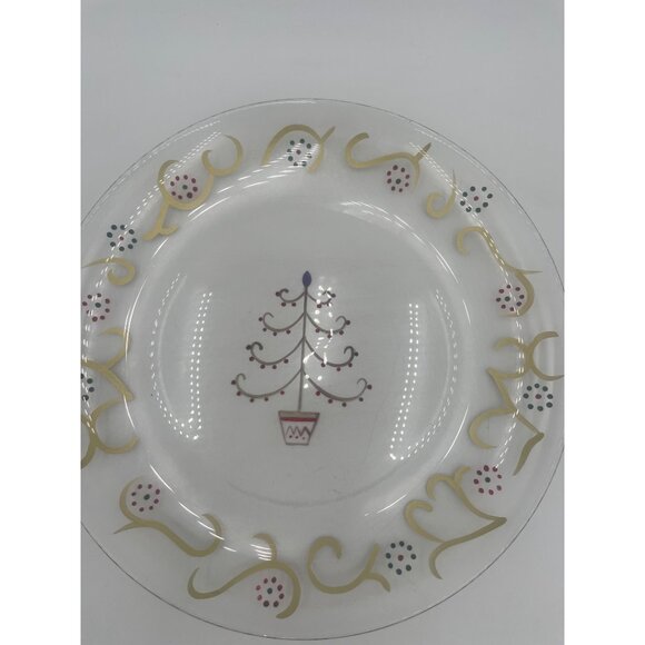 Pfaltzgraff Holiday Gold Round Platter 12" Handpainted Etched Christmas Tree Des - Picture 5 of 6